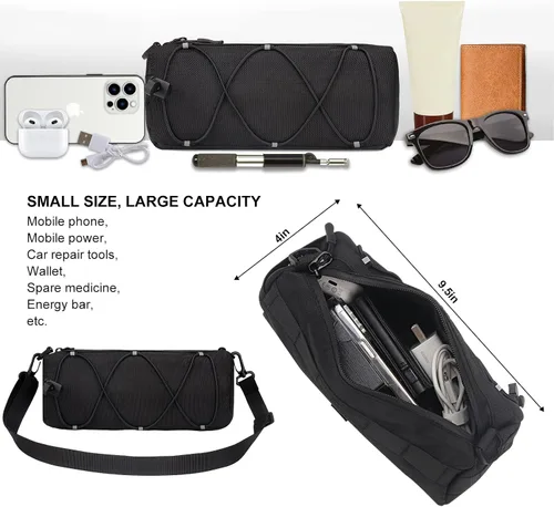 Miniatura 3 de KOSIBATE Bolsa para manillar de bicicleta con correa para el hombro, bicicletas de carretera de montaña, bolsa frontal de almacenamiento (negro)