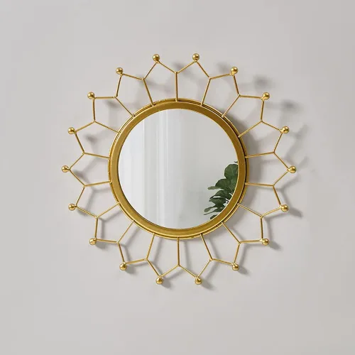 Miniatura 10 de Espejos Dorados para Pared - Espejo de Pared de Metal en Forma de Rayos de Sol, Decoración de Habitación y Decoración del Hogar, Espejo Bohemio