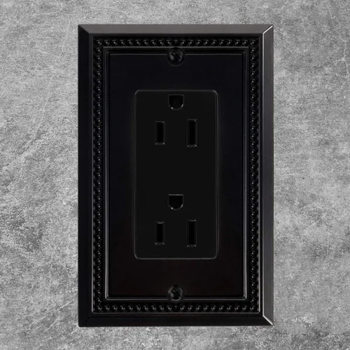 Miniatura 4 de Henne Bery Sunken Pearls - Placa de interruptor/placa de pared y cubierta de salida (decorador individual, 2 unidades, negro mate)