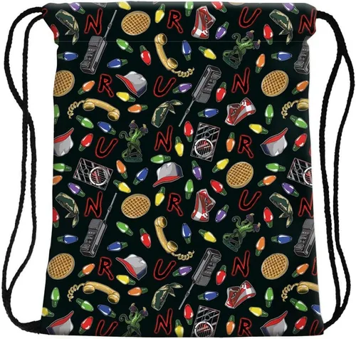 Miniatura 4 de MINAZIS Stranger - Mochila con cordón y bolsa multifuncional, bolsa de gimnasio deportiva, Negro -, Bolsa con cordón