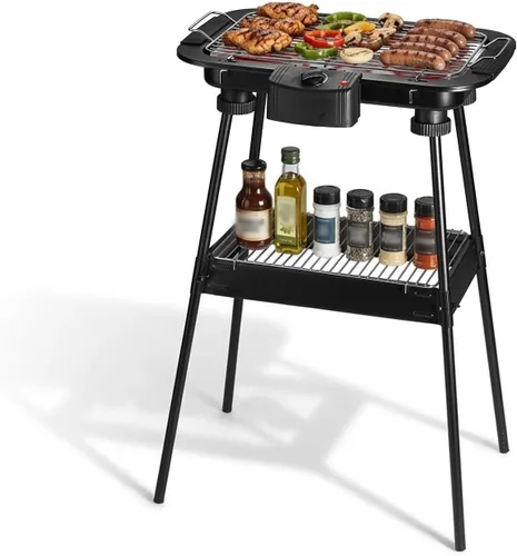 Parrilla Eléctrica para Interior y Exterior, Barbacoa Sin Humo, Parrilla Portátil con Soporte Extraíble, (YD301 Mejorada)
