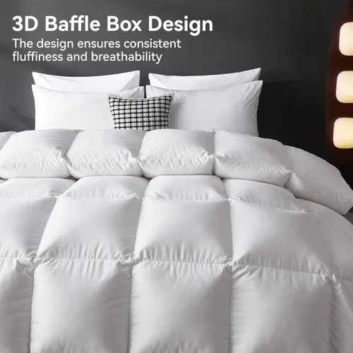Miniatura 4 de L LOVSOUL - Edredón de plumón tamaño full, ropa de cama estilo hotel con más de 850 de poder de relleno, 1200TC, edredón ultra suave y mullido