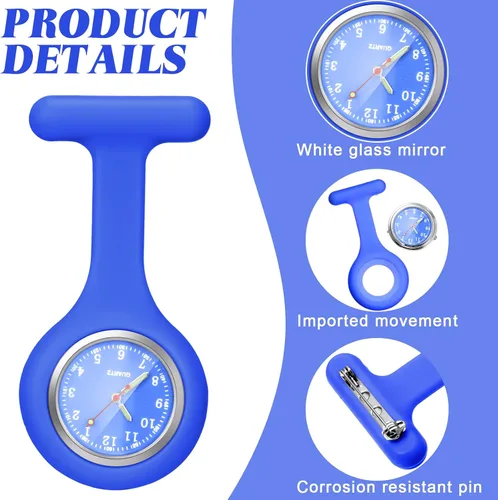 Miniatura 2 de Outus 18 piezas de silicona para enfermera reloj de estetoscopio reloj de bolsillo portátil con segunda mano para médico enfermera 18
