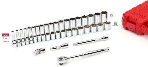 Miniatura 3 de TEKTON Juego de llaves de vaso y trinquete de 6 puntos, 42 piezas (0.236-0.945 in) SKT15201
