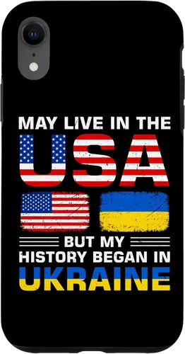 Miniatura 24 de Funda para iPhone 13 Pro Max con la bandera de Ucrania y la bandera de Estados Unidos con raíces ucranianas