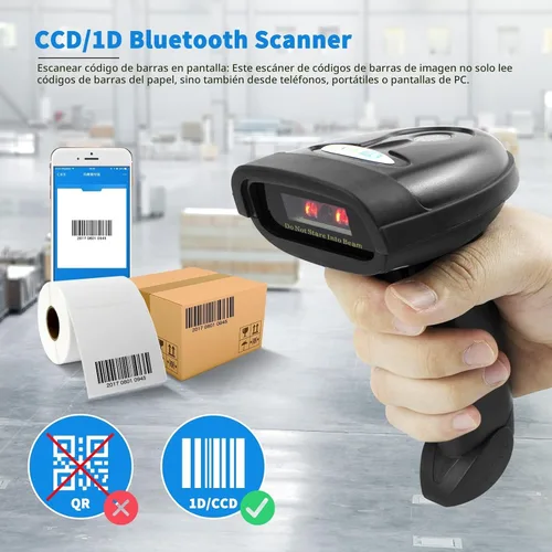 Miniatura 2 de NETUM Escáner de código de barras Bluetooth, compatible con función inalámbrica y Bluetooth de 2.4G y conexión con cable, conecta teléfono