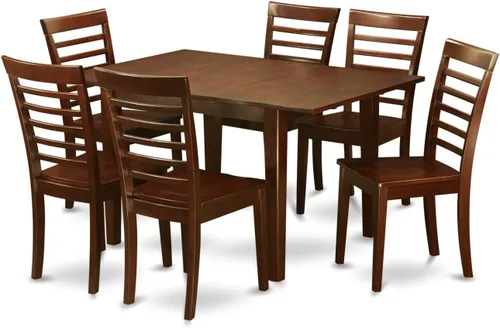 Miniatura 9 de East West Furniture PSML6D-MAH-W - Juego de mesa de comedor moderno de 6 piezas que contiene una mesa rectangular de madera con hoja de mariposa y 4