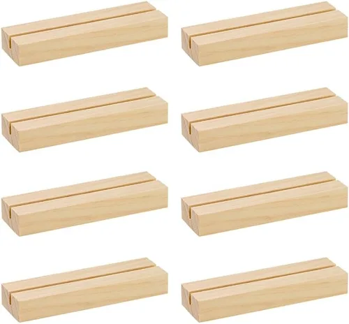 8 soportes de madera para tarjetas de lugar de madera natural, soporte de números de mesa de madera para colocar tarjetas, soporte para fotos, Color