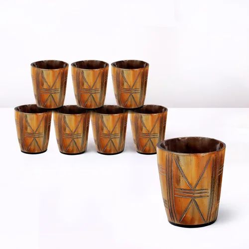 Miniatura 52 de Handicrafts Home Juego de 4 vasos de chupito hechos a mano, patrón entrecruzado de 6.5 onzas, chupitos de whisky vikingo naturales para cócteles