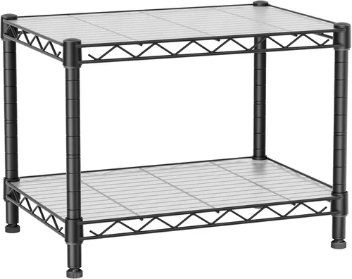 Golpart Estantería pequeña de 2 niveles de alambre de almacenamiento, estante de metal, organizadores ajustables, estantes de almacenamiento con
