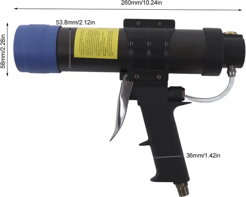 Miniatura 7 de Pistola de calafateo neumática 10.5 fl oz Pistola selladora ajustable 0.4-0.7 MPa 24-Boquilla Aplicador de pegamento de vidrio Herramienta