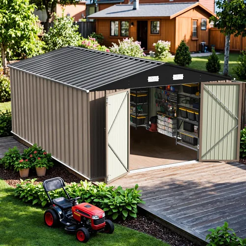 Miniatura 19 de Patiowell Cobertizo de almacenamiento al aire libre de 5 x 3 pies, cobertizo de herramientas con techo inclinado y puerta con cerradura, cobertizo