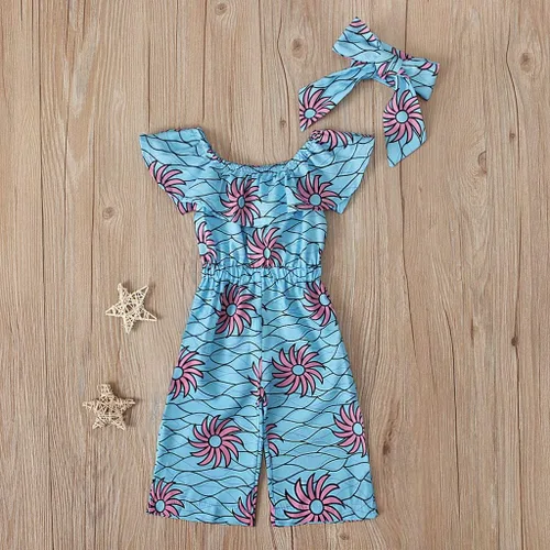 Miniatura 3 de Enterizo Dashiki con hombros descubiertos y diadema para niñas africanas de 18 meses (azul, 3-6 meses), Azul