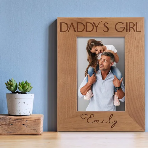 Miniatura 3 de Regalo para papá de hija – Daddys Girl – Marco de fotos personalizado 4 x 6 Marcos grabados personalizados con nombre, texto, regalo para papá