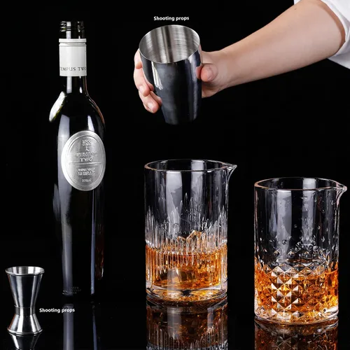 Miniatura 7 de 2 vasos de cóctel grabados con cristal de cristal, agitación de bebidas de 24 onzas, parte inferior gruesa y pesada, vasos mezcladores profesionales