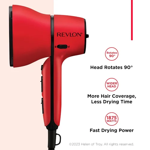Miniatura 2 de REVLON Secador de pelo con control de flujo de aire con difusor, cabezal de secadora de 1875 W gira 90° para control total, cabezal más ancho