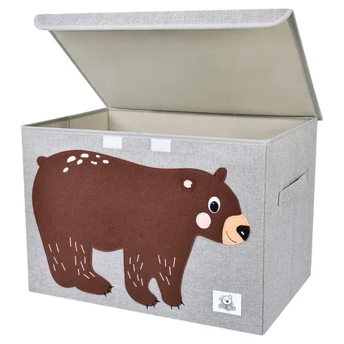 Miniatura 16 de Baúl de juguetes plegable grande para niños con tapa abatible, organizador de almacenamiento de juguetes de animales de tela Dinosaurio