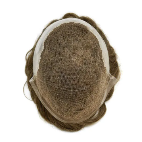 Miniatura 18 de Peluca de repuesto de cabello natural de poliuretano con encaje frontal para hombre (7x9 pulgadas, densidad de luz, 1B40# negro natural con 40% gris)