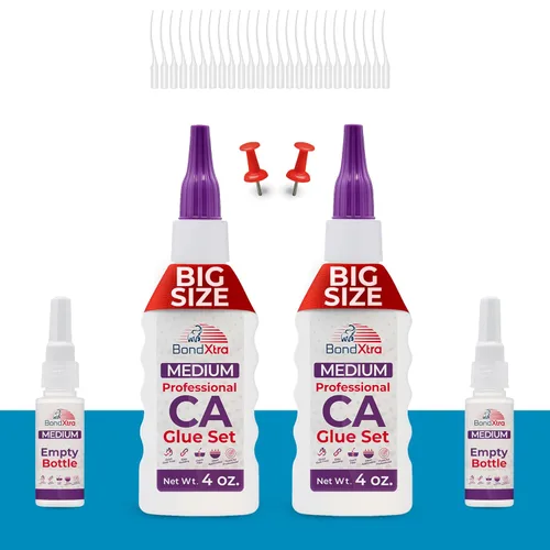 Miniatura 12 de Pegamento CA mediano de 2 onzas para carpintería, kit de superpegamento premium para torneado de madera con botellas adicionales, tapas