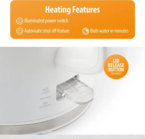 Miniatura 4 de Toastmaster Hervidor eléctrico de 1.7 litros, hervidor de té y café, calentador de agua eléctrico, calentador de agua inalámbrico, caldera de agua