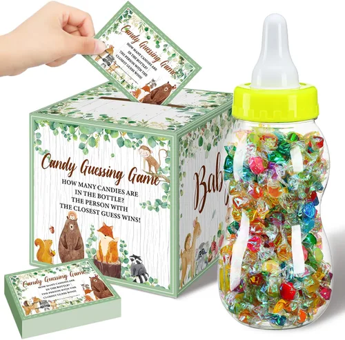 Miniatura 8 de Glenmal Juego de 52 piezas de regalo para juegos de baby shower, biberón grande para juego de ducha, adivina cuántos dulces decoraciones