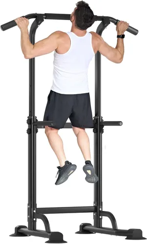 Miniatura 7 de Power Tower - Estación de barra de dominadas, estación de inmersión estable de 400 libras para equipo de entrenamiento de fuerza de gimnasio