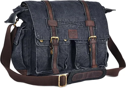 Miniatura 9 de Bolsa bandolera de hombro de lona LEATHER VILLAGE para hombres y mujeres – Elegante bandolera estilo mochila para oficina, viajes y uso diario