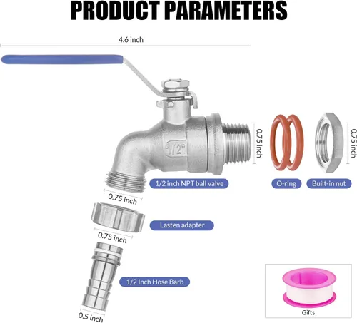 Miniatura 2 de 1/2" NPT Válvula de bola de acero inoxidable mamparo sin soldadura conveniente para construir la tetera casera del brebaje/el tún del puré