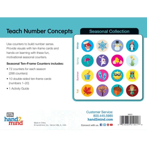 Miniatura 4 de hand2mind Contadores de matemáticas de diez marcos de temporada para niños, fichas de contador de matemáticas para contar y clasificar