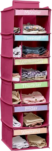 Miniatura 9 de Houseables Organizador de ropa para niños, organizador semanal de ropa para niños, organizadores de atuendos, almacenamiento diario de ropa de Blanco