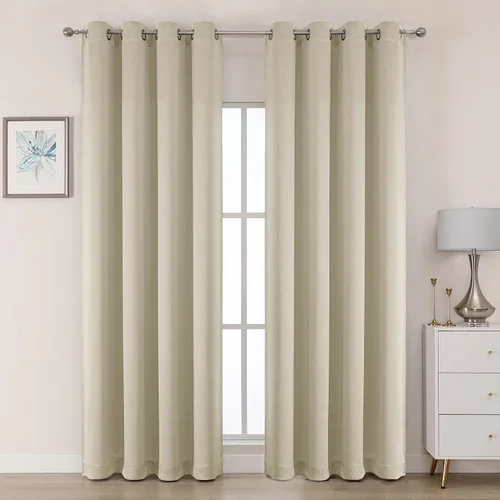 Miniatura 20 de OWENIE Cortinas 100% opacas de 96 pulgadas de largo, 2 paneles para dormitorio, sala de estar, cortinas superiores con aislamiento térmico