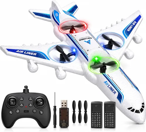 Avión de control remoto de dron a control remoto -2.4GHz Foam V17 Jet Fighter Stunt, 360° resistente a caídas Stunt Spin Remote y Light RC Avión con