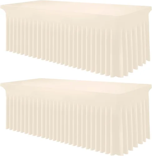 Miniatura 33 de Smiry Mantel de Spandex, Mantel Elástico Ajustable Extensible para Mesas Rectangulares de 6 Pies, Falda Cubierta de Mesa Impermeable y Lavable