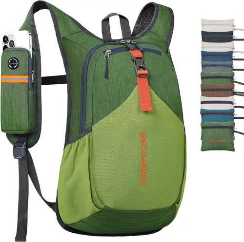 Miniatura 18 de BECOJADDE - Mochila de senderismo pequeña de 15 L para hombres y mujeres, plegable y ultraligera, para viajes, camping y actividades al aire libre