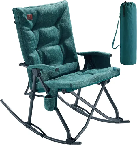Miniatura 10 de EVER ADVANCED Silla de camping basculante plegable extragrande, silla de columpio portátil acolchada para patio, césped y exteriores, sillón duro