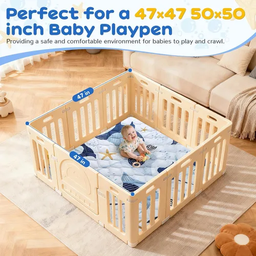Miniatura 2 de omzer Tapete de juego para bebés de 47 x 47 pulgadas - 1.2 pulgadas de grosor de espuma elástica para bebés y niños pequeños - Alfombra