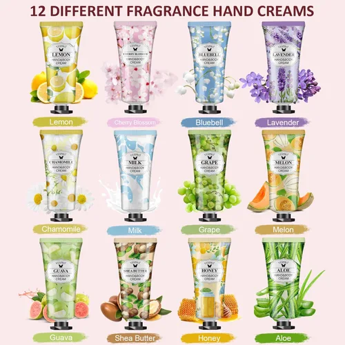 Miniatura 3 de Set de Regalo de Crema de Manos de 12 Piezas, Rellenos para Medias para Mujeres, Loción de Manos a Granel Tamaño de Viaje para Manos Secas