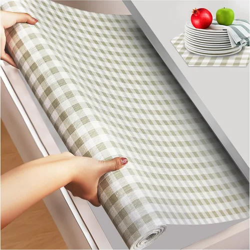 Miniatura 21 de Beautysaid Revestimiento de estante y cajón para gabinete Ktichen, papel antideslizante no adhesivo, impermeable, lavable, grueso para tocador