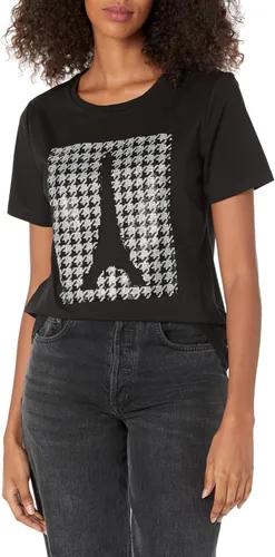 Karl Lagerfeld Paris Camiseta de manga corta con logotipo de pata de gallo para mujer