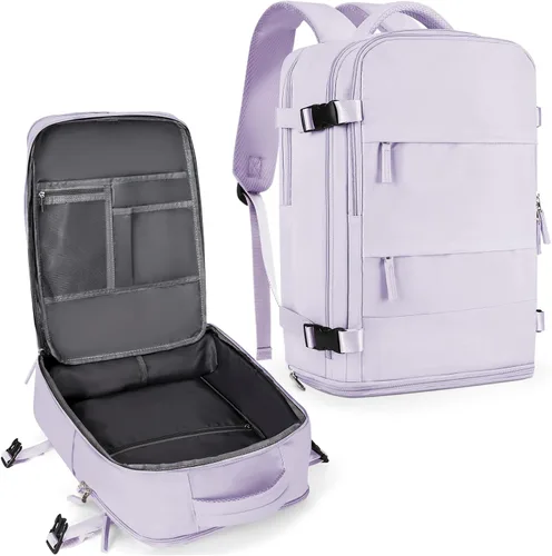 Miniatura 56 de coowoz Mochila grande de viaje para mujeres y hombres, mochila de transporte, mochila para senderismo impermeable, mochila deportiva para Rosa