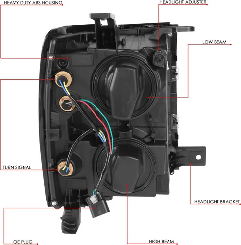 Miniatura 6 de DNA MOTORING HL-OH-CSIL14-BK-AM Faros delanteros negros y ámbar compatibles con Silverado 1500 2014-2015