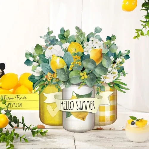 Miniatura 4 de Karenhi Letrero de madera con texto en inglés «Hello Summer» de bienvenida para puerta delantera, colgador de madera, letrero de puerta de verano