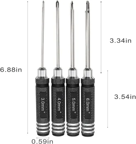 Miniatura 6 de Kit de herramientas para drones – Juego de 4 herramientas de acero Phillips de 3.0/4.0/5.0/0.236 in, mini herramientas de mano para modelo RC