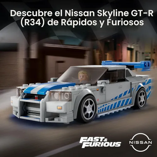 Miniatura 2 de LEGO Speed Champions 2 Fast 2 Furious Nissan Skyline GT-R (R34) 76917 - kit de construcción de autos de carreras, coleccionable con minifigura