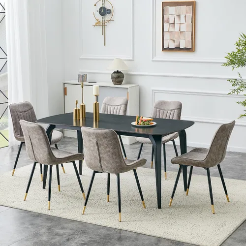 Miniatura 22 de Modern Dining Table Set for 4,50" Sintered Stone Table Set for 4,Marble Dining Table Set of 4 with Upholstered Chair,5 Piece Rectangular Dining Room