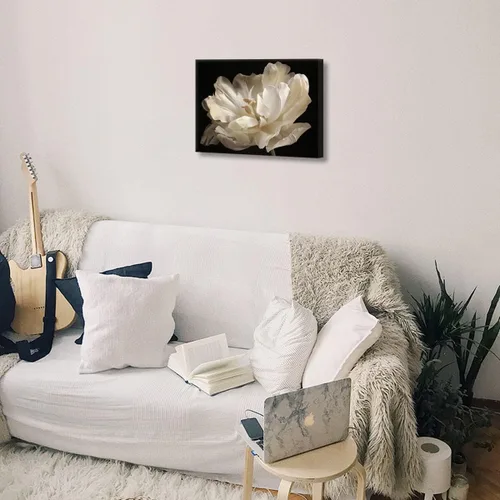 Miniatura 3 de Decoración de baño negro, tulipán blanco sobre fondo negro, arte moderno en lienzo para decoración de baño, arte de pared de baño, ilustraciones