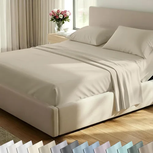 Miniatura 46 de California Design Den Juego de sábanas de lujo tamaño King - 100% algodón, 600 número de hilos, sábanas King de bolsillo profundo, ropa de cama