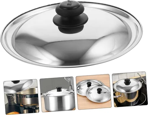 Miniatura 6 de Tapa redonda de acero inoxidable para sartén versátil para utensilios de cocina, tapa de olla para sartenes y ollas, diseño de estilo ideal