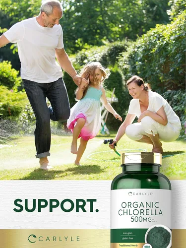 Miniatura 6 de Carlyle Chlorella Tablets Organic 500 mg 1000 unidades Suplemento vegetariano, sin OMG y sin gluten