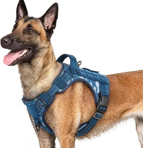 Miniatura 25 de rabbitgoo - Arnés para perros pequeño sin tirones, chaleco táctico de servicio con Molle y asa de control, arnés militar ajustable y reflectante